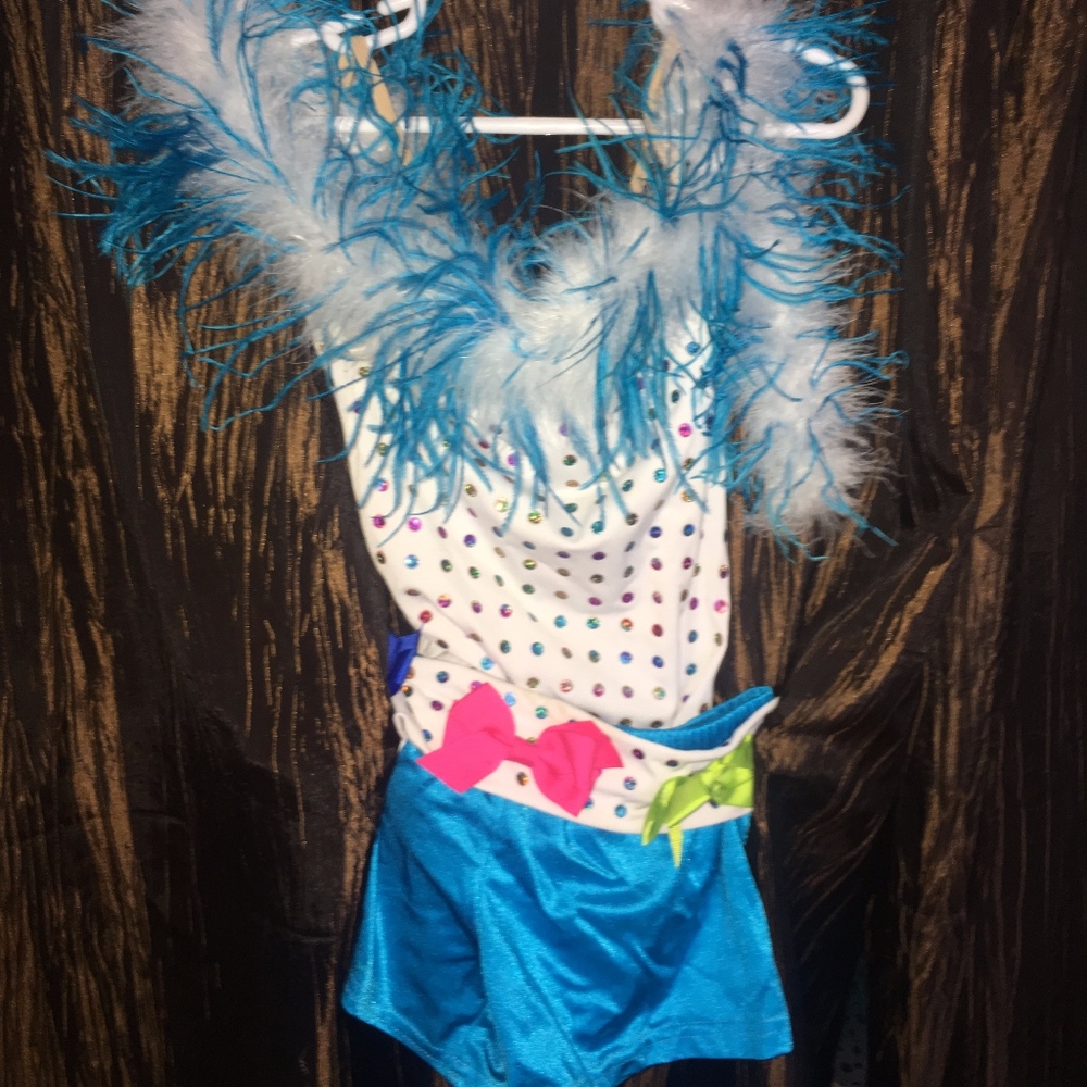 Polka dot and blue jazz dance costume